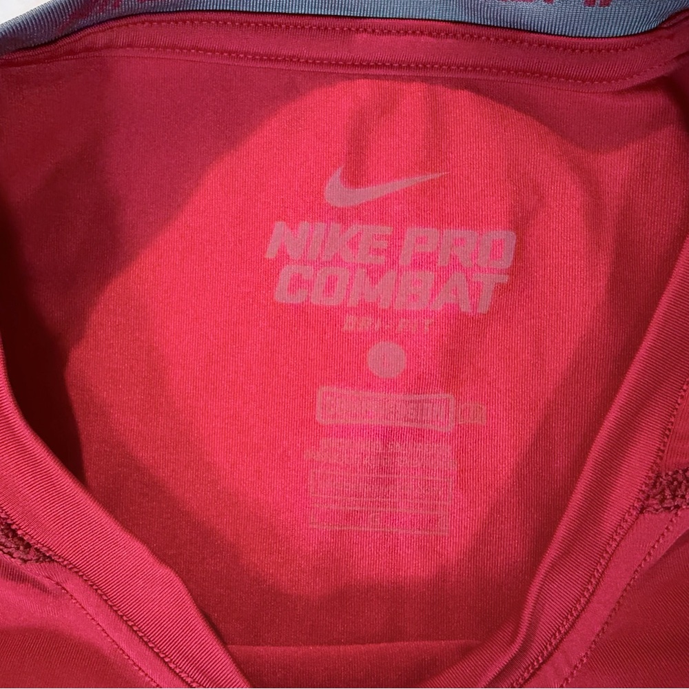 Nike Pro Combat Dri-Fit Red Compression Sleeveless Shirt Size L - Picture 3 of 3
